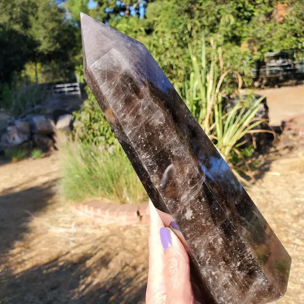 XL Black Rose Quartz Crystal Tower Point | 1460 Grams